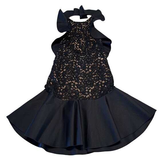 slim fit dress slacks Black Lace Halterneck Mini Dress